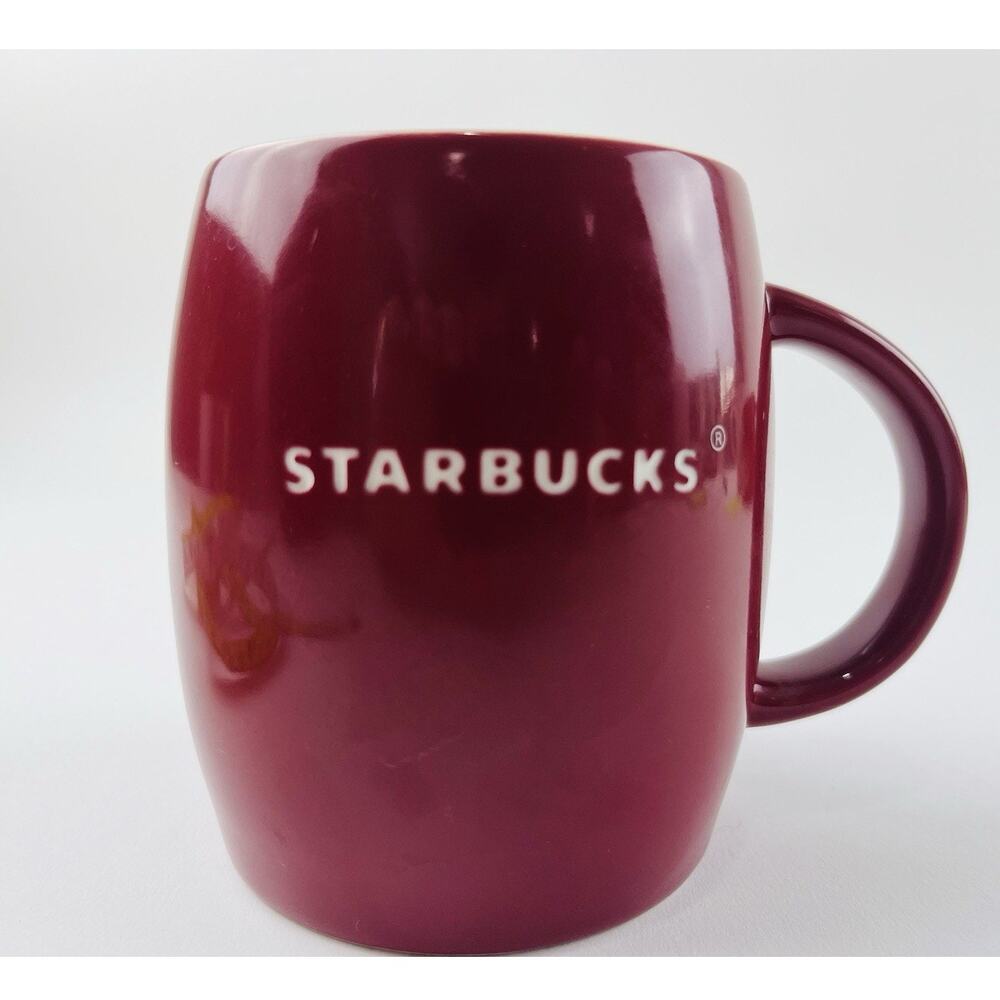 STARBUCKS 14 oz. Red Barrel LASER ETCHED LOGO Coffee Mug 2011 Cup Words Tea Soli